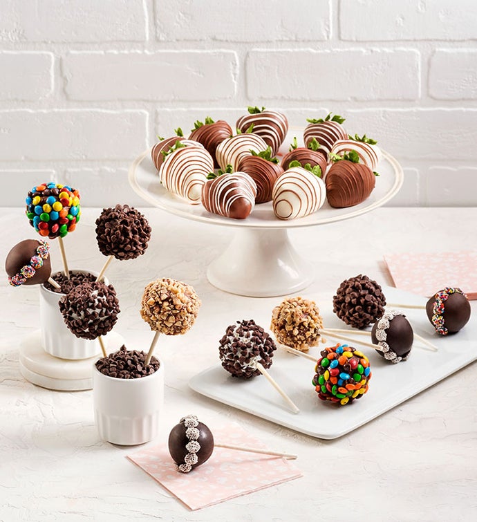 Candy Covered Cake Pops™ with Drizzled Berries
